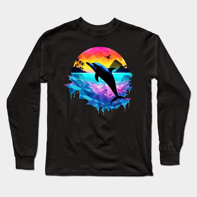 Dolphin Silhoutte Long Sleeve T-Shirt by TaevasDesign